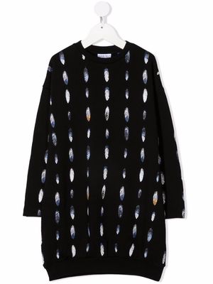 Marcelo Burlon County Of Milan Kids feather-print sweatshirt dress - Black