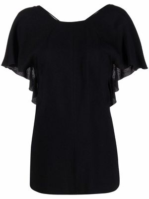 Victoria Beckham ruffle-detail short-sleeve top - Black