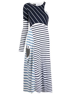 Marine Serre striped cut-out asymmetric dress - Blue