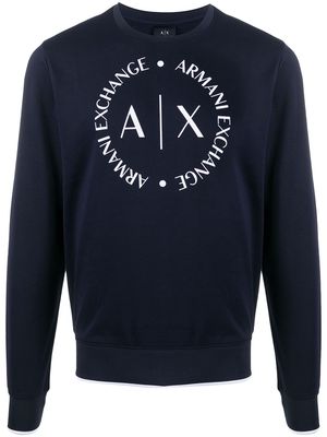 Armani Exchange printed logo crest sweatshirt - Blue