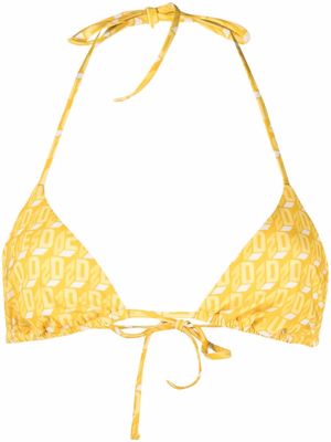 Dsquared2 monogram halterneck bikini top - Yellow