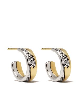 Georg Jensen 18kt yellow and white gold small Fusion diamond hoop earrings - Silver and gold color