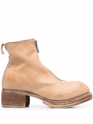 Guidi grained leather round-toe boots - Neutrals