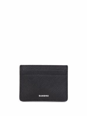 SANDRO textured logo-embossed cardholder - Black