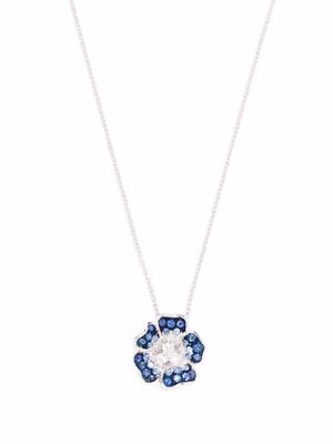 LEO PIZZO 18kt white gold Flora diamond and sapphire necklace - Silver