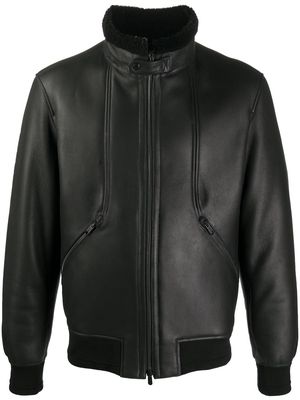 Z Zegna high neck lambskin jacket - Black