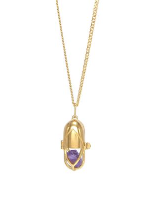 Capsule Eleven amethyst crystal capsule pendant necklace - Gold