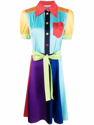 Moschino panelled belted shirtdress - Blue
