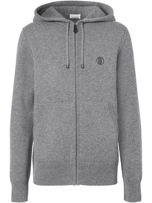 Burberry monogram motif cashmere hoodie - Grey