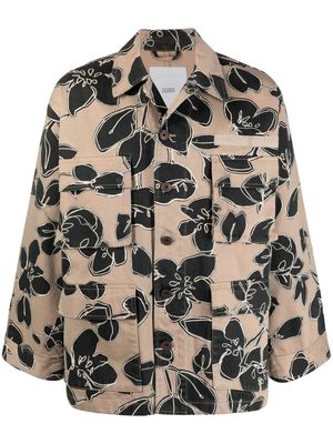 Closed floral-print single-breasted jacket - Neutrals