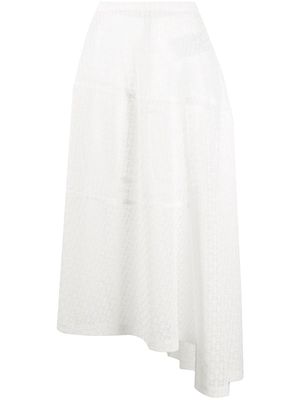 Jil Sander crochet-lace asymmetric midi skirt - White