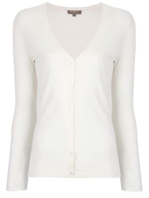 N.Peal superfine V-neck cardigan - White