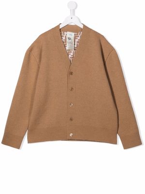 Fendi Kids V-neck knitted cardigan - Neutrals