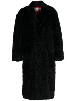 Marni single-breasted faux-fur coat - Black