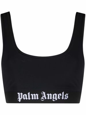 Palm Angels logo print sports bra - Black