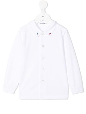 Familiar embroidered-collar shirt - White