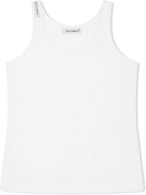 Dolce & Gabbana Kids logo-patch tank top - White