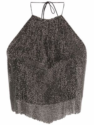 MANURI metallic halterneck backless blouse - Grey