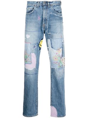 Kapital OKABILLY patchwork straight-leg jeans - Blue