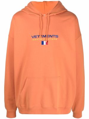 VETEMENTS Haute Couture embroidered-logo hoodie - Orange