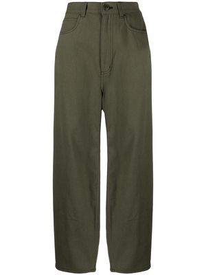 izzue five-pocket cotton straight-leg trousers - Green
