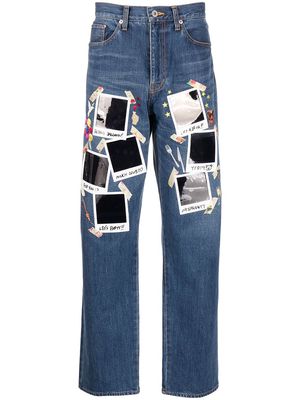Doublet polaroid print straight leg jeans - Blue