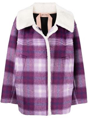 Nº21 oversized check coat - Purple
