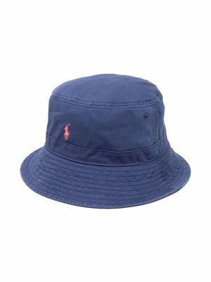 Ralph Lauren Kids Polo Pony-embroidered bucket hat - Blue