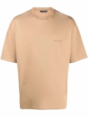 Balenciaga embroidered-logo T-shirt - Neutrals