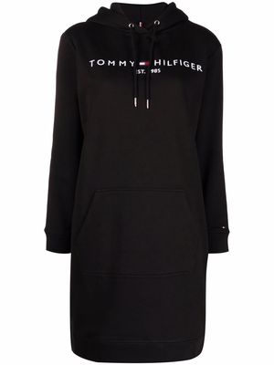 Tommy Hilfiger logo hooded sweatshirt dress - Black