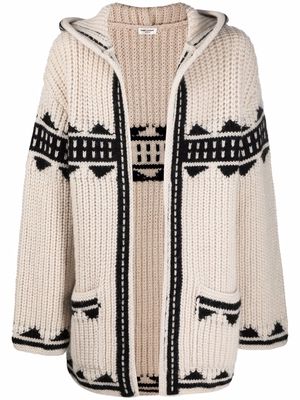 Saint Laurent open front knitted hoodie - Neutrals