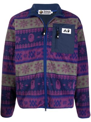 A BATHING APE® snowflake-print zip-up jumper - Purple