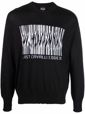 Just Cavalli barcode zebra-knit jumper - Black