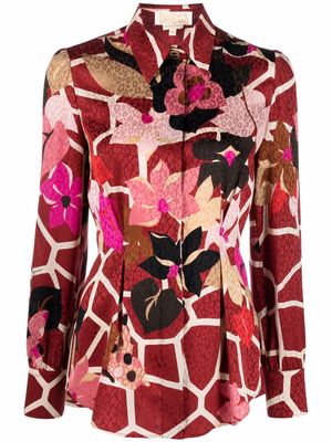 Salvatore Ferragamo mosaic floral blouse - Red