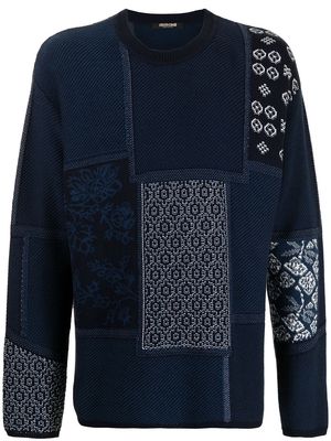 Roberto Cavalli patchwork-effect sweatshirt - Blue