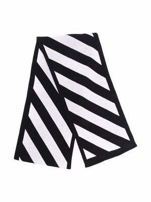 Off-White Kids stripe-print cotton scarf - Black