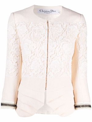 Christian Dior 2007 pre-owned lace single-breasted jacket - Neutrals