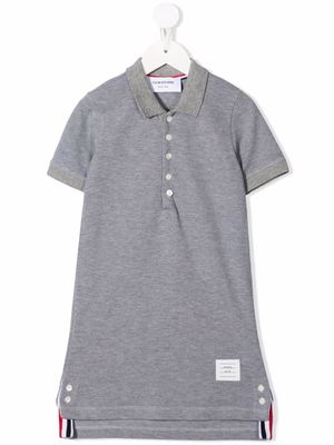 Thom Browne Kids 4-Bar patch polo dress - Grey