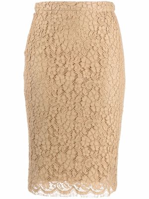Dolce & Gabbana Pre-Owned 2000s lace pencil skirt - Neutrals