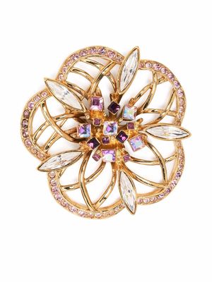 Givenchy Pre-Owned 1970s crystal-embellished flower brooch - Gold