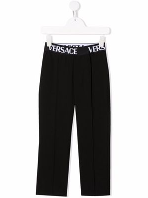 Versace Kids Medusa waist-logo trousers - Black