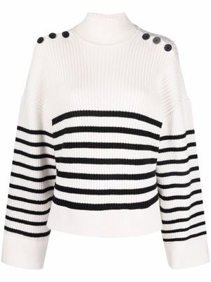 Self-Portrait ribbed stripe-print jumper - White
