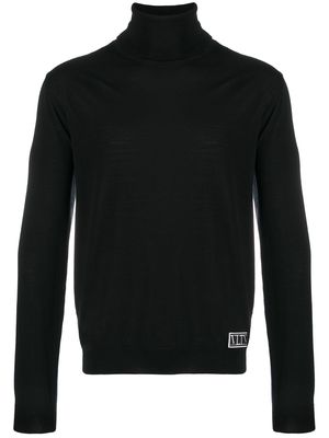 Valentino logo-patch roll-neck jumper - Black