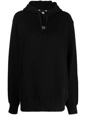 Y's logo-embroidered cotton hoodie - Black