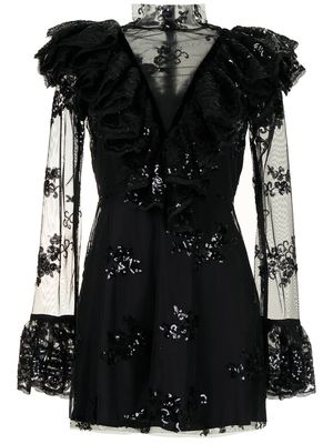 Macgraw sheer panel sequin minidress - Black