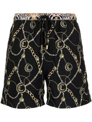 Camilla chain-print drawstring-waist swim shorts - Black