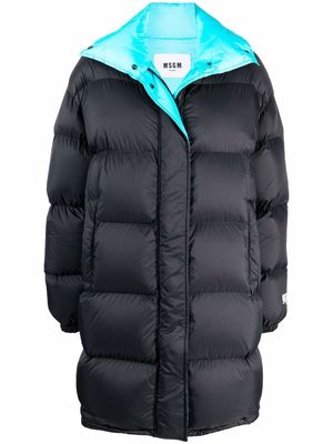 MSGM colour-block padded mid-length jacket - Black