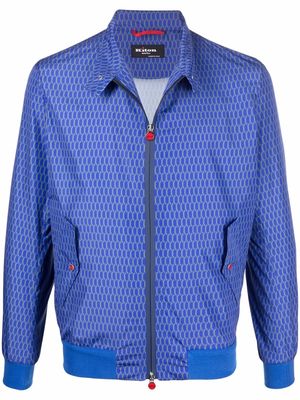 Kiton geometric-print zipped jacket - Blue