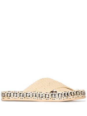 Fendi Fendi Reflections woven slides - Neutrals