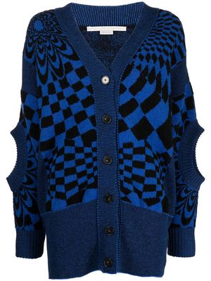 Stella McCartney cut-out checkerboard-pattern cardigan - Blue